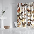 thumbnail image 2 of Vintage Rooster & Wildflowers Shower Curtain - Waterproof Farmhouse Chicken Art Bath Drape - 72x72 Inch Quick-Dry Polyester with Metal Grommets, 2 of 5