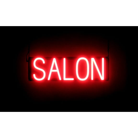 SpellBrite SALON LED Sign for Business. 20.8" x 6.3" Red SALON Sign Has Neon Sign Look With Energy Efficient LED Light Source. Visible from 500 Feet, 8 Animation Settings.