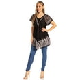 thumbnail image 3 of Sakkas Cora Relaxed Fit Batik Design Embroidery Cap Sleeves Blouse / Top - Black / Grey - Plus Size, 3 of 5