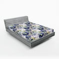 thumbnail image 2 of Ambesonne Flowers Boho Fitted Sheet, Abstract Floral Dreamy, California King, Dark Indigo Dried Rose, 2 of 5