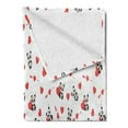 thumbnail image 2 of Love Soft Flannel Fleece Throw Blanket, Panda Bear in Love Sitting with Vivid Heart and Arrows, Cozy Plush for Indoor and Outdoor Use, 50" x 60", Vermilion Beige Black, by Ambesonne, 2 of 5