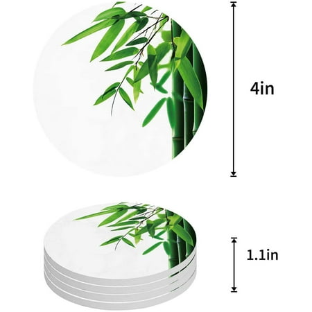 

KXMDXA Bamboo Set of 4 Round Coaster for Drinks Absorbent Ceramic Stone Coasters Cup Mat with Cork Base for Home Kitchen Room Coffee Table Bar Decor