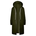 thumbnail image 6 of Tiweut Coats for Womens Fall Winter Warm Long Sleeve Hooded Drawstring Zipper Open Thin Long Cardigans Outwear Tops Army Green,3XL, 6 of 6