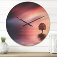 thumbnail image 2 of Designart 'Astonishing Lonely Red Floral Tree In Lake' Modern Wood Wall Clock, 2 of 5
