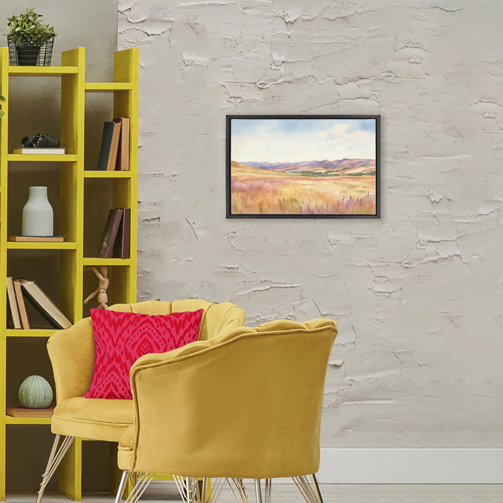 Stupell Industries Pastel Valley Panorama Black Framed Floater Canvas Wall Art, design by Petal Prints Design