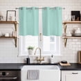 thumbnail image 2 of 2 Panels Kitchen Tier Curtains 39 Inch Length, Linen Mint Green Grommets Window Treatment Curtain, Modern Minimalist Pure Solid Color Thermal Curtains Drapes for Living Room/Bathroom, 2 of 9