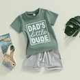 thumbnail image 2 of Gerichy Baby Boy Outfits Toddler Baby Boy Summer Clothes Letter DAD'S little DUDE Print Shorts Set 0 6 12 18 24 Months Outfits Baby Boys Summer Outfit, 2 of 7