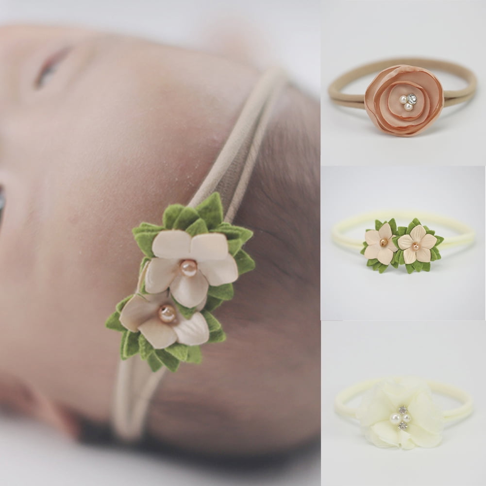 3PCS Newborn Kids Girls Toddler Flower Headband Hair Baby Accessories Headwear A 
