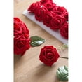 Artificial Flowers Roses, 50pcs Blush Real Looking Dark Red Fake Roses ...