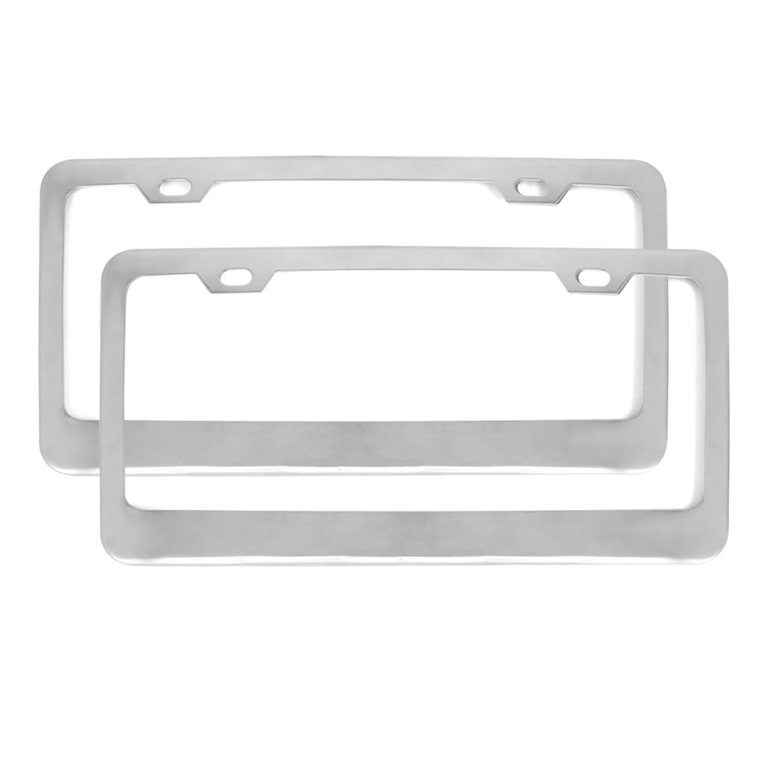 2 X Car License Plate Frame Stainless Steel Silver Tag Cover Screw Cap Black WYS