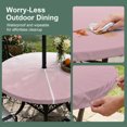 thumbnail image 3 of Round Outdoor Tablecloth with Umbrella Hole and Zipper, Pink White Ombre Fitted Table Cover with Elastic Edge for 36-44 Inch, Pink Gradient Color Modern Abstract Art Waterproof Patio Tablecoths, 3 of 9