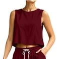 thumbnail image 5 of Aezemi Womens Crop Tank Tops, Faux Cotton Linen Summer Beach Sleeveless Tops, Lightweight Casual Outdoor T Shirt, 5 of 9