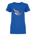 thumbnail image 1 of Cute Happy Narwhal Shaped T-Shirt Women -Image by Shutterstock, Female Medium, 1 of 2