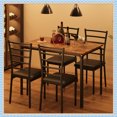thumbnail image 6 of 5-Piece Dining Table Set for 4, Space-Saving Kitchen Table and Chairs with Cushions, Metal Frame, Dining Table with 4 Chairs for Small Space, Rustic Brown, 6 of 8