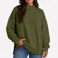 thumbnail image 6 of Horkkom Mock Neck Sweatshirt Oversized Casual Pullover Tops Daily Solid Color Fall Winter Sweatshirts Side Slit XL, 6 of 8