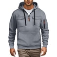 thumbnail image 2 of Breezora Men Color Block Hooded Pullover Sweatshirt with Side Packs Fall Winter Casual Street Style Soft Fleece Jacket for Urban Wear L Size Grey, 2 of 7