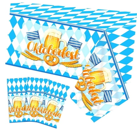 Fuliko 3-Piece Oktoberfest Tablecloths - Plastic Table Covers for Party Decorations