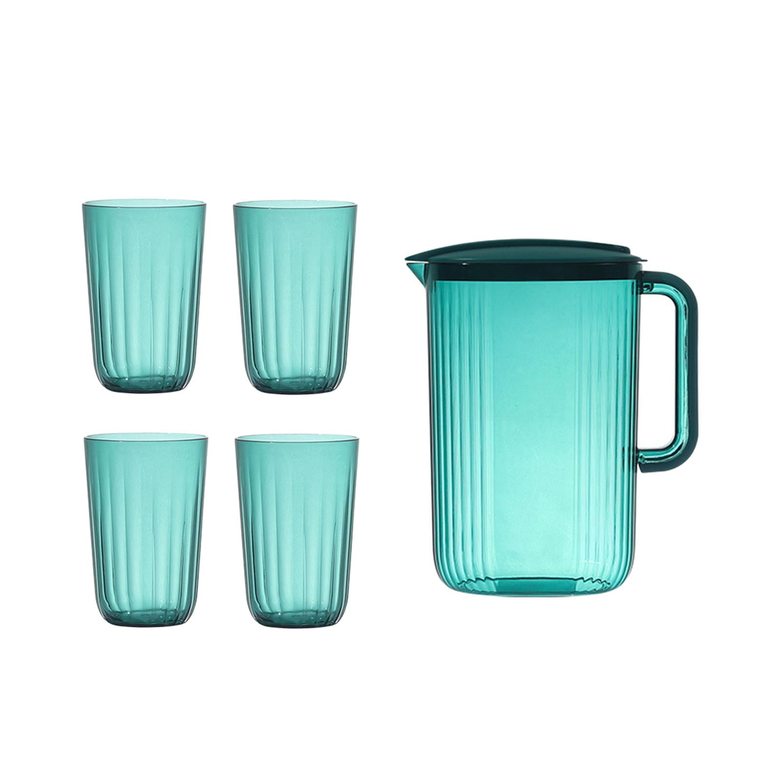 Fiocias Fridge Door Water Pitcher with Lid Perfect for Making Tea, Juice and Cold Drink, 5Pcs Green