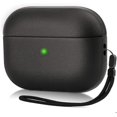 thumbnail image 2 of Funda mejorada para Airpods Pro, funda protectora de cuerpo completo con textura de cuero para Apple Airpods Pro, carga inalámbrica y LED frontal visible (negro mate), 2 of 4