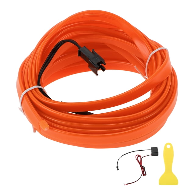 Cuerda de luz LED EL de 5m Unique Bargains, tira de luz brillante para iluminación interior de automóviles, luz neón flexible para decoración de automóviles, controlador de cableado (12v) Naranja