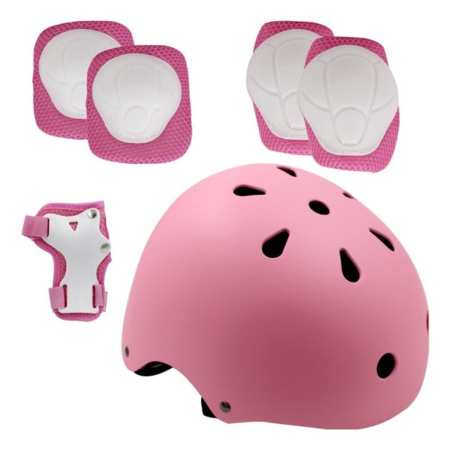 Kit Casco Protecciones Bicicleta Patines Patinar Niña Little monkey Rodillera Muñequera Codera