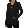thumbnail image 4 of Women's UPF 50+ Sun Protection Jacket Hooded Women's Sports V-neck Sun Protection Hooded Solid Color Front Decorated Button Long Sleeve Top, 4 of 7