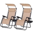 thumbnail image 1 of Outsunny 2 Piece Foldable Lounge Chair with Canopy Shade, Beige, 1 of 10