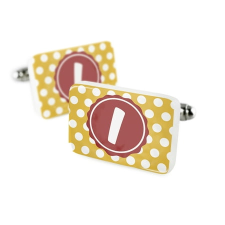 Cufflinks Monogram I Dark Yellow Polka DotsPorcelain Ceramic NEONBLOND