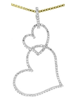 Hallmark Diamonds Swirling Heart Key Necklace 1/10 ct tw Sterling Silver &  10K Rose Gold 18