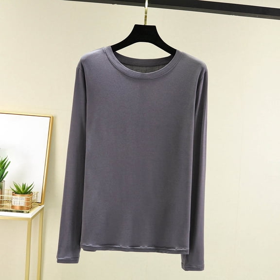 Trikvn Women's Long Sleeve T-Shirts Basic Crewneck Slim Fit Tops Casual Solid Undershirts Flattering Lightweight Spring Fall Everyday Wear Workout Layering Shirts