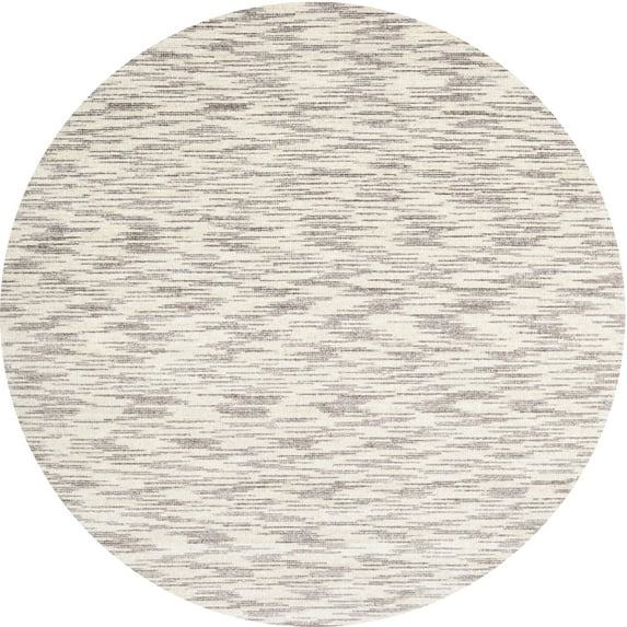 Ahgly Company Indoor Round Contemporary Antique White Beige Solid Area Rugs, 8' Round
