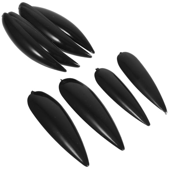 USHOBE 5Pcs Black False Nails Long Stylish Artificial Nails For Nail Art Lovers Party