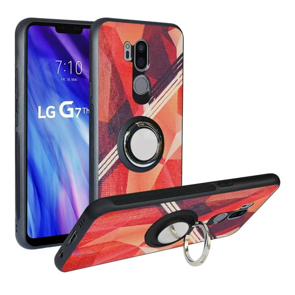 Labanema LG G8 ThinQ Case with 360 Degree Rotating Ring Stand, Support Magnetic Car Mount, Protective Cover for LG G8 ThinQ (Rose Red)