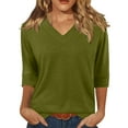 thumbnail image 6 of Instagrammable Capsule Wardrobe Essentials, ​Blouses For Women Dressy Casual ​3/4 Length Sleeve Womens Tops T-Shirts 3/4 ​Womens Dresses Summer 2025 Black Short Outfits Green, 6 of 6