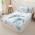 thumbnail image 2 of Homewish Sea Animal Turtle Zipper Full Size Comforter Sets with Fitted Sheet and 2 Pillowcases,Ocean Coral Starfish Zipper Bedding Set For Boys Girls,Reversible,4 Pieces, 2 of 7