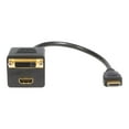 thumbnail image 1 of StarTech.com 1 Pieds HDMI Splitter Cable, HDMI Male to DVI-D Female Adapter, Full HD 1920x1200p 60Hz, 28AWG, Gold Plated Connectors, 19 Pin HDMI Male to 24 Pin DVI Female Splitter 1 Po 2 Out - Répartiteur Vidéo - Double Lien - DVI-D, HDMI Femelle à HDMI Mâle - 1 Pi - Blindé - Noir - pour P/N : HDMIROTMM6, 1 of 3