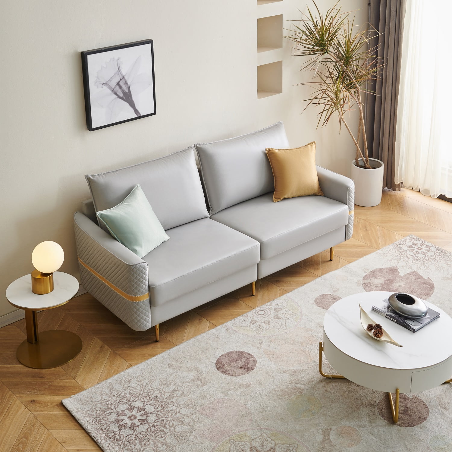 Kadyn 73.22" 2 Seat Couch Sofa, Modern Fabric Loveseat Sofa with 2 Pillows, Heavy Duty Sleeper Sofa for Living Room, Light Grey Kadyn 73.22" 2 Seat Couch Sofa, Modern Fabric Loveseat Sofa with 2 Pillows, Heavy Duty Sleeper Sofa for Living Room, Light Grey
