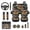 Aztec Highland Cow, variant on Yuyamidu Wolf Car Seat Cover Set with Steering Wheel Cover American Flag Seat Belt Strap Pads Cup Holder Armrest Cover Pad Key Chain Auto Interior Accessories