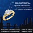 thumbnail image 2 of Gem Stone King 18K Yellow Gold Plated Silver White Moissanite and White Created Sapphire 3 Stone Engagement Ring for Women | 1.58 Cttw | Oval 8X6MM | Round 2MM | Gemstone Birthstone | Size 7, 2 of 6