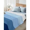 thumbnail image 4 of Blue Ombre Full Size Flat Sheet, Wrinkleproof & Fadeproof Cooling Flat Bed Sheet Only, Modern Abstract Art Farmhouse Striped Breathable Soft Bedding Top Sheets 81 x 96 Inches, 4 of 8