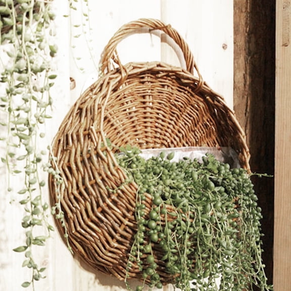 Travelwant Half Round Pastoral Shape Hanging Planters with Handmade Weaving, 3 Count