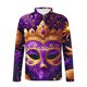thumbnail image 4 of Ceisia Men's Slim-Fit Long-Sleeve Zip Polo Shirt with Mardi Gras Mask All-Over Print Gift, 4 of 5