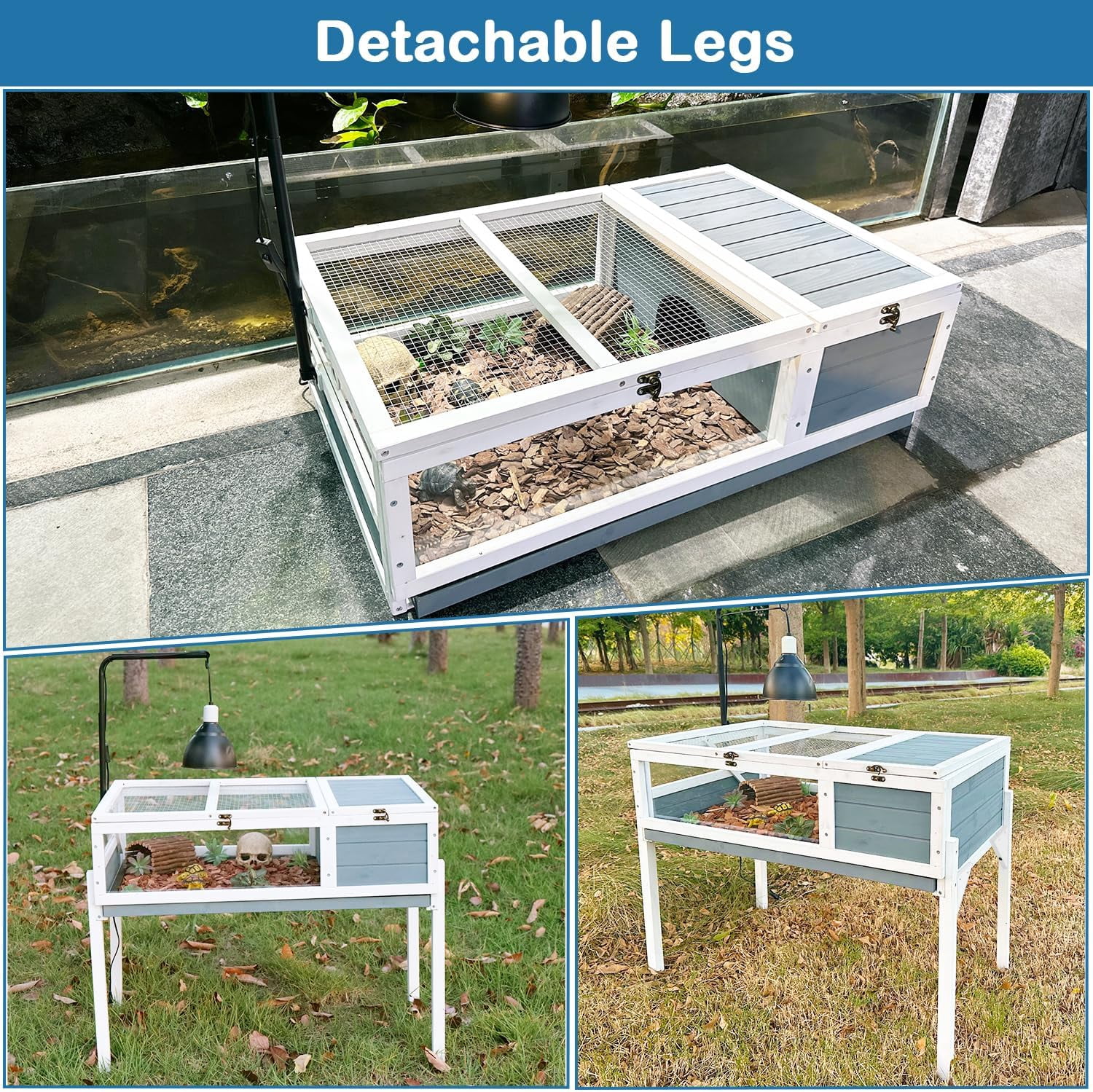 Tortoise Habitat Enclosure House Turtle Cage Indoor Reptile for Small Animals Lizards