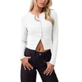 thumbnail image 2 of Lixiuxyad Womens Cardigans Button Down Long Sleeve Knit Cardigan Slim Fit Casual Lightweight Comfortable Versatile Fall Outerwear,White, 2 of 5