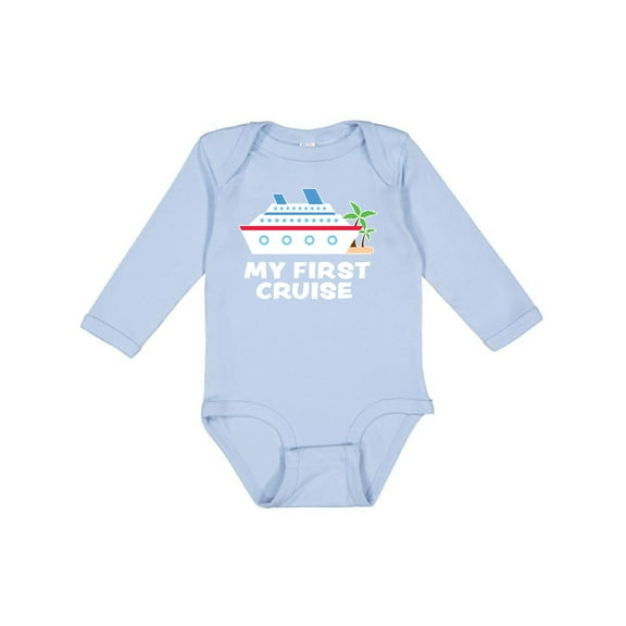 Inktastic My First Cruise with Cruise Ship and Palm Trees Boys or Girls Long Sleeve Baby Bodysuit