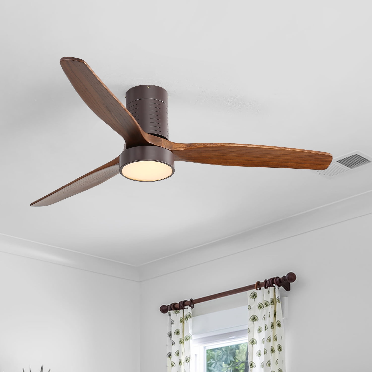 Sofucor 52" Flush Mount Bronze Ceiling Fans with Light and Remote Controlfor Bedroom,Living Room,Patio Reconditioned