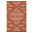 thumbnail image 1 of Reversible Waterproof Outdoor Rug - Plastic Straw Mat with Lines - Large, Easy Clean, Carry Bag Included - 9x12ft Terracotta Orange/White - USA Spec, 1 of 8