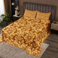 thumbnail image 2 of Boho Floral Quilt Set Victorian Queen Bedspread Set,Gothic Paisley Coverlet Set Baroque Vintage Damask Goth Quilted,Orange Yellow Antique Exotic Flowers Bohemian Decor, 2 of 5