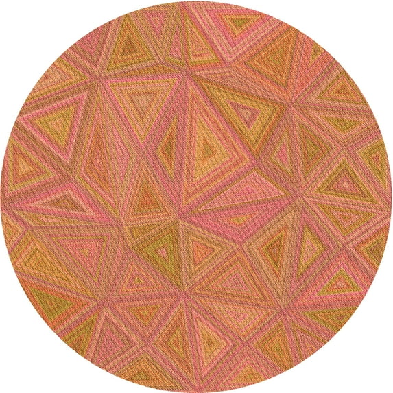 Ahgly Company Machine Washable Indoor Round Transitional Orange Area Rugs, 7' Round
