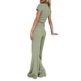 thumbnail image 4 of Blotona Women Pants Two-piece Set Short Sleeve Button-down Shirt with Elastic Waist Pants Summer Casual Outfit, 4 of 4